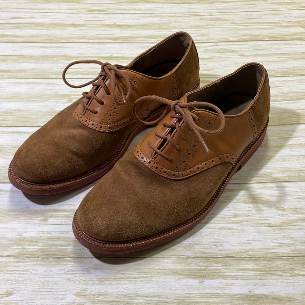 Polo by Ralph Lauren mens 11.5 brown suede leather lace up derby shoes EUC